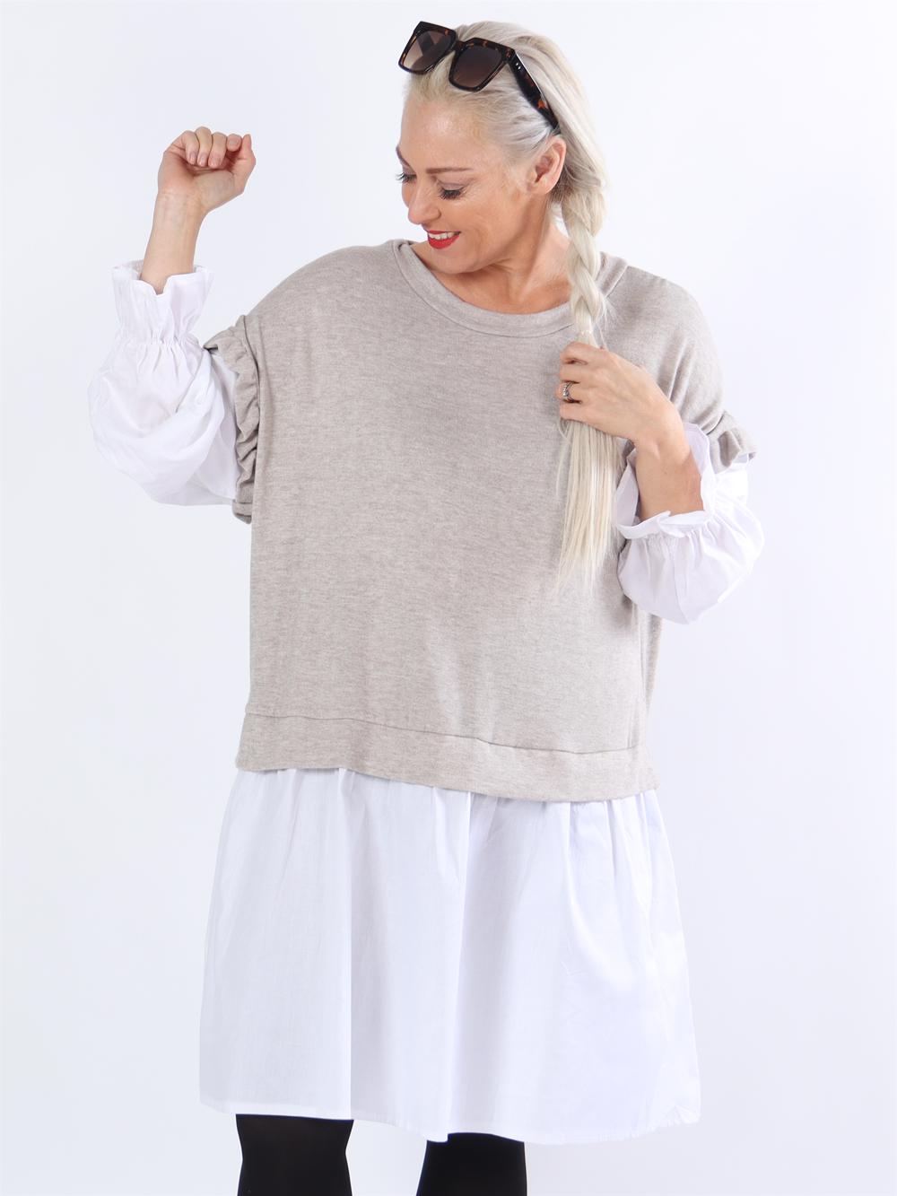 Lynn - Strikket vest med indsyet skjorte under